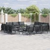 Sodo Sofų Rinkinys su pagalve 12 pcs Juoda Plienas