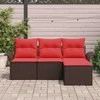 Lauko baldų komplektas Sodo Sofų Rinkinys su pagalve 4 pcs Ruda poliratanas