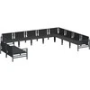 Sodo Sofų Rinkinys su pagalve 10 pcs Juoda Plienas