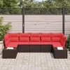 Lauko baldų komplektas Sodo Sofų Rinkinys su pagalve 7 pcs Ruda poliratanas