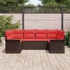 Sodo Sofų Rinkinys su saugykla 6 pcs Ruda Poli ratanas