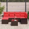 Lauko baldų komplektas Sodo Sofų Rinkinys su saugykla 7 pcs Ruda poliratanas