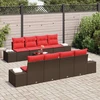 Sodo Sofų Rinkinys 9 vnt. Bežinė ir raudona poliratanas