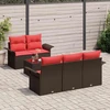 Lauko baldų komplektas Sodo Sofų Rinkinys su pagalve 6 pcs Ruda poliratanas