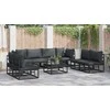 Sodo Sofų Rinkinys su pagalve 9 pcs Juoda Aliuminis
