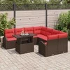Lauko baldų komplektas Sodo Sofų Rinkinys su saugykla 9 pcs Ruda poliratanas