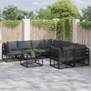 Sodo Sofų Rinkinys su pagalve 9 pcs Juoda Plienas