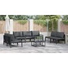 Sodo Sofų Rinkinys su pagalve 7 pcs Juoda Plienas