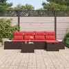 Lauko baldų komplektas Sodo Sofų Rinkinys su pagalve 6 pcs Ruda poliratanas