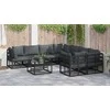 Sodo Sofų Rinkinys su pagalve 9 pcs Juoda Plienas