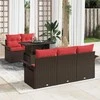 Lauko baldų komplektas Sodo Sofų Rinkinys su pagalve 6 pcs Ruda Poli ratanas