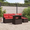 Lauko baldų komplektas Sodo Sofų Rinkinys su pagalve 6 pcs Ruda Poli ratanas