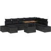 Sodo Sofų Rinkinys su saugykla 9 pcs Juoda Poli ratanas