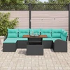Lauko baldų komplektas Sodo Sofų Rinkinys 8 pcs Juoda Poli ratanas