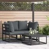 Sodo Sofų Rinkinys 3 pcs Juoda metalas