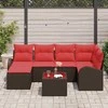 Lauko baldų komplektas Sodo Sofų Rinkinys su pagalve 7 pcs Ruda Poli ratanas