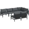 Sodo Sofų Rinkinys su pagalve 7 pcs Juoda Plienas