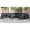 Sodo Sofų Rinkinys su pagalve 8 pcs Juoda Plienas