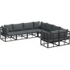 Sodo Sofų Rinkinys su pagalve 8 pcs Juoda Plienas