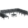 Sodo Sofų Rinkinys su pagalve 11 pcs Juoda Plienas
