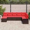 Sodo Sofų Rinkinys su pagalve 8 pcs Smėlio Poli ratanas