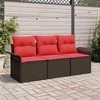 Lauko baldų komplektas Sodo Sofų Rinkinys su pagalve 3 pcs Ruda Poli ratanas