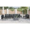 Sodo Sofų Rinkinys su pagalve 7 pcs Juoda Plienas