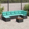 Lauko baldų komplektas Sodo Sofų Rinkinys su pagalve 8 pcs Juoda poliratanas