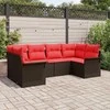 Sodo Sofų Rinkinys su saugykla 6 pcs Ruda Poli ratanas