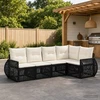 Sodo Sofų Rinkinys 5 vnt. Juoda ir kreminė balta poliratanas