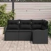 Lauko baldų komplektas Sodo Sofų Rinkinys su saugykla 4 pcs Juoda poliratanas