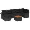 Sodo Sofų Rinkinys su pagalve 8 pcs Juoda Poli ratanas