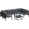 Sodo Sofų Rinkinys su pagalve 7 pcs Juoda Plienas