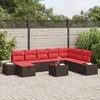 Lauko baldų komplektas Sodo Sofų Rinkinys su pagalve 9 pcs Ruda poliratanas