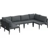 Sodo Sofų Rinkinys su pagalve 6 pcs Juoda Plienas