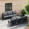 Sodo Sofų Rinkinys su pagalve 7 pcs Juoda Plienas