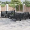 Sodo Sofų Rinkinys su pagalve 7 pcs Juoda Plienas