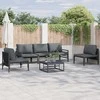 Sodo Sofų Rinkinys su pagalve 6 pcs Juoda Plienas