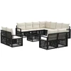 Lauko baldų komplektas Sodo Sofų Rinkinys 12 pcs Juoda poliratanas