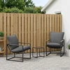Lauko baldų komplektas Sodo Sofų Rinkinys 3 pcs Juoda ir Antracitas Plienas