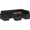 Lauko baldų komplektas Sodo Sofų Rinkinys 9 pcs Juoda poliratanas