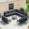 Sodo Sofų Rinkinys su pagalve 11 pcs Juoda Plienas
