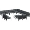 Sodo Sofų Rinkinys su pagalve 14 pcs Juoda Plienas