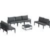 Sodo Sofų Rinkinys su pagalve 8 pcs Juoda Plienas