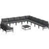 Sodo Sofų Rinkinys su pagalve 12 pcs Juoda Plienas