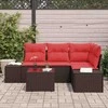 Lauko baldų komplektas Sodo Sofų Rinkinys su pagalve 5 pcs Ruda poliratanas