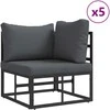 Sodo Sofų Rinkinys su pagalve 7 pcs Juoda Plienas