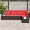 Lauko baldų komplektas Sodo Sofų Rinkinys su pagalve 5 pcs Ruda poliratanas