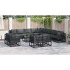 Sodo Sofų Rinkinys su pagalve 13 pcs Juoda Aliuminis