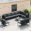Sodo Sofų Rinkinys su pagalve 10 pcs Juoda Plienas